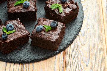 Wall Mural - Homemade chocolate brownie photography . Top view