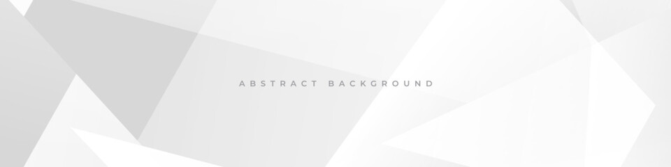 Poster - Wide white and grey modern abstract bannerbackground with polygonal texture. Soft gray 3d abstract background. Vector illustration