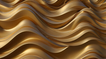 Wall Mural - abstract background filled with soft, fluid waves of golden gradients, blending seamlessly from light to deep gold