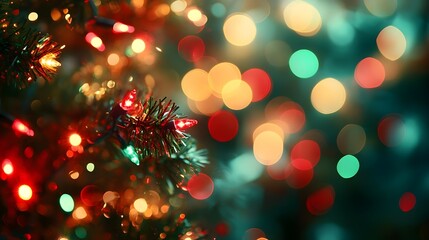 Wall Mural - Christmas Lights Bokeh Abstract Background