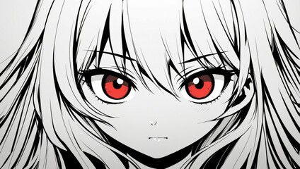 Portrait of anime girl with red eyes