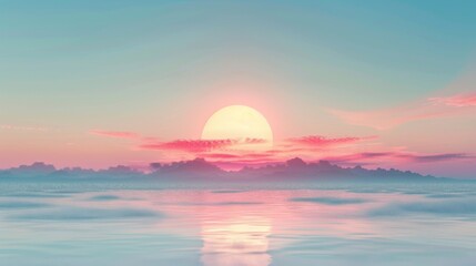 Poster - Minimalist Background: Bright Sunlight and Colorful Horizon Illustrating Nature’s Morning Beauty