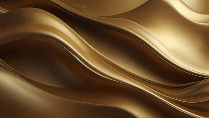 Wall Mural - abstract background filled with soft, fluid waves of golden gradients, blending seamlessly from light to deep gold