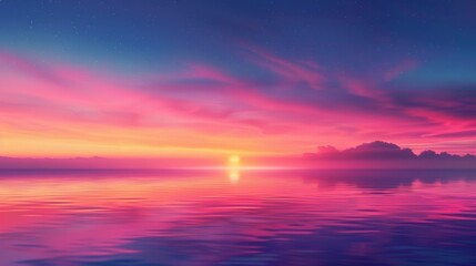 Poster - Minimalist Background: Bright Sunlight and Colorful Horizon Illustrating Nature’s Morning Beauty