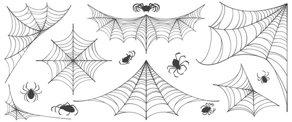 Wall Mural - vector set of spider web on white