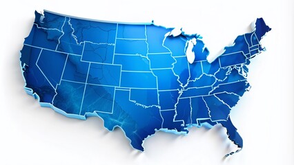 Wall Mural - Vibrant blue transparent outline of the West Coast region, highlighting California, Oregon, Washington, and British Columbia, set against a clean white background.