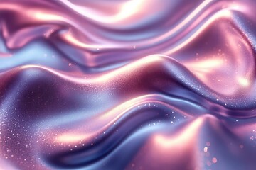 Wall Mural - iridescent chrome waves holographic ripples futuristic 3d render liquid metal surface cool tones abstract technological concept