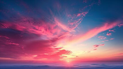 Wall Mural - Minimalist Background: Bright Sunlight and Colorful Horizon Illustrating Nature’s Morning Beauty