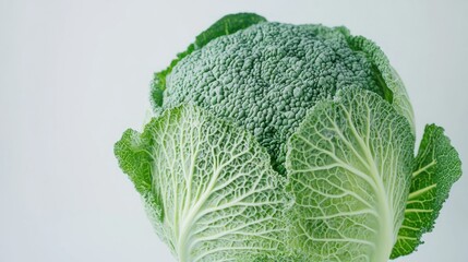 Canvas Print - A fresh head of broccoli with vibrant green leaves, showcasing its natural texture.