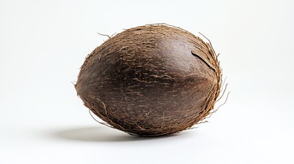 A brown, oval-shaped seed with fibrous texture against a plain background.