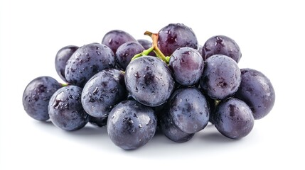 Sticker - A cluster of fresh, purple grapes with droplets of water.