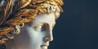 © jambulart - Close-up of a marble bust with a golden laurel wreath.