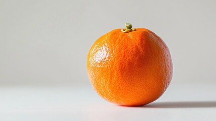 a close-up of a vibrant orange fruit on a light background.