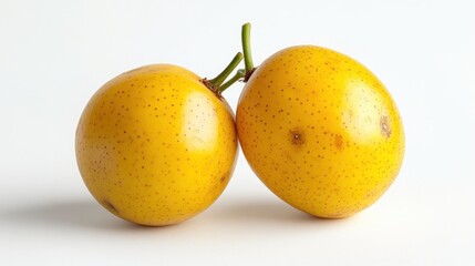 Sticker - Two yellow fruits with a smooth texture and small speckles on a white background.