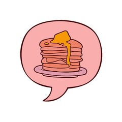 Canvas Print - cartoon stack of pancakes with speech bubble