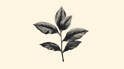 Wall Mural - Black and White Leaf Drawing.