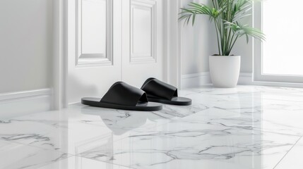 Canvas Print - Slippers on a Marble Floor