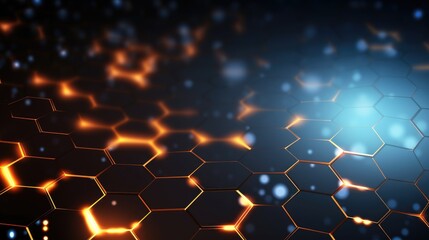 Wall Mural - abstract hexagonal pattern with glowing edges, creating a futuristic and technological feel.