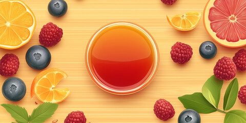 Wall Mural - Syrupy blend of fruit and sweetener, used to add flavor to baked products, sweets illustration art