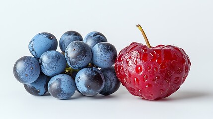 Poster - One half of a berry and one bunch of grapes macro isolated on white background : Generative AI
