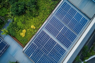 Wall Mural - modern industrial complex featuring solar panels for sustainable energy and business practices