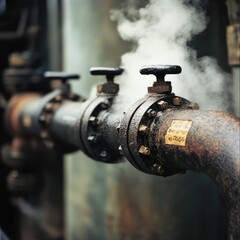 Pipes – Macro Shot of Steam Emitting from a Valve Pipe Offering a Gritty Industrial Feel