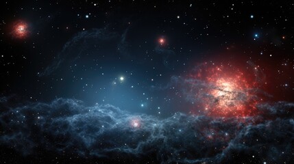 Wall Mural - A stunning cosmic landscape with a vibrant nebula in the center, surrounded by a sea of twinkling stars.