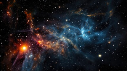 Wall Mural - A mesmerizing cosmic landscape featuring vibrant nebulae, sparkling stars, and swirling clouds of gas and dust.