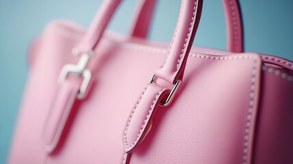 Canvas Print - Stylish pink handbag on white background : Generative AI