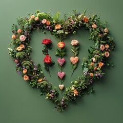 Sticker - Heart-Shaped Floral Arrangement