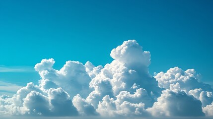 Wall Mural - blue sky with some clouds view over the clouds light background : generative ai