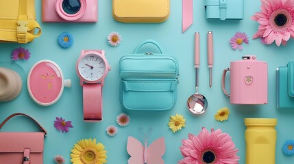 Canvas Print - Colorful Accessories Flatlay