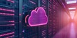 © Daylife - Vibrant cloud symbol in a data center, showcasing modern technology and digital storage solutions with colorful lighting.