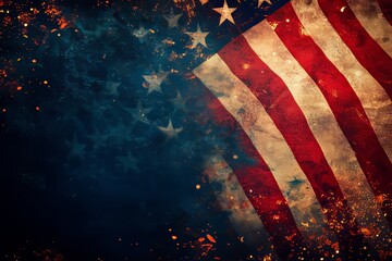 Vibrant american flag digital background with fireworks for online advertising and banner design