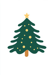 Canvas Print - A cute Christmas tree clip art, a simple flat vector illustration with a white background, minimalistic