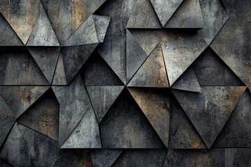 Poster - Abstract Geometric Pattern of Interlocking Triangles with Textured Surface