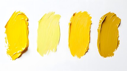 Yellow Paint Strokes on White Background, Abstract Image, Texture, Pattern Background, Wallpaper, Cover and Screen of Smartphone, PC, Laptop, 9:16 and 16:9 Format