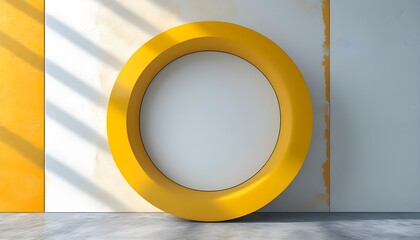 Wall Mural - vibrant abstract geometric circles against a bright blank wall, creative copy space backdrop for generative AI projects