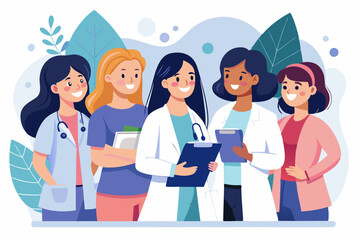 Wall Mural - Vector illustration of female medical professionals doctors 