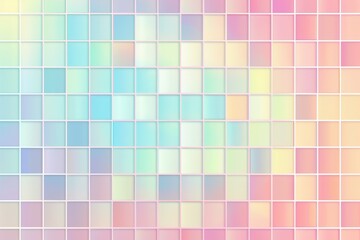 Wall Mural - Seamless pattern of pastel rainbow mosaic tiles, each tile with soft gradients and subtle color transitions for an ethereal effect