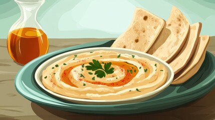 Sticker - Hummus and Pita Bread: A Middle Eastern Delight