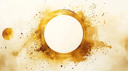 Poster - Abstract gold circle water color