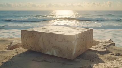 Wall Mural - Stone Platform on Beach with Ocean View