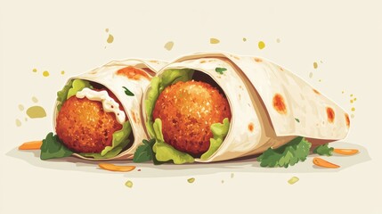 Two Falafel Wraps with Lettuce and Sauce