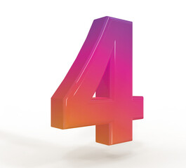 Number 4 IG 3D render collection with color​​ Instagram