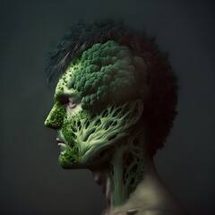 Wall Mural - arafed man with a green face and head of broccoli