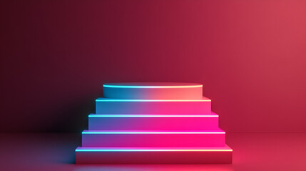 Canvas Print - Neon Lights Product Display Mockup with Pink and Blue Glow