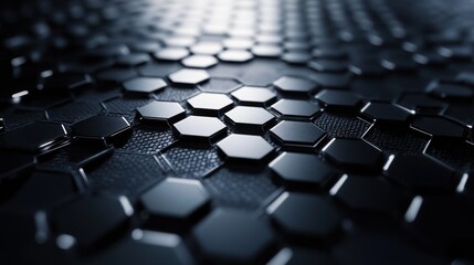 Create a 3D render of an ultra-wide background with hexagonal carbon fiber patterns and bright energy light piercing through the gaps.