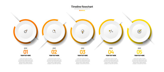 Poster - Timeline infographic design with options or steps. Infographics for business concept. Can be used for presentations workflow layout, banner, process, diagram, flow chart, info graph, annual report.
