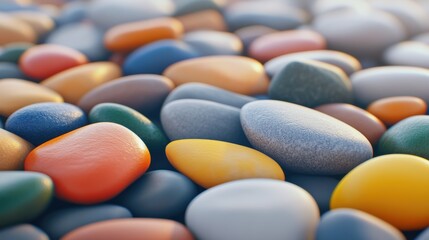 Canvas Print - A close up of a pile of colorful rocks and pebbles, AI